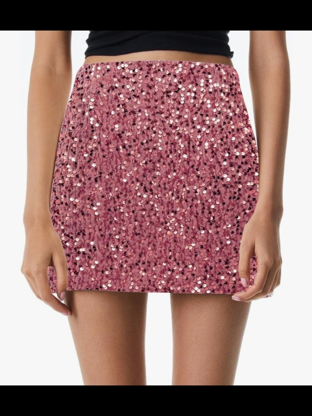 Sequined Pink Mini Skirt